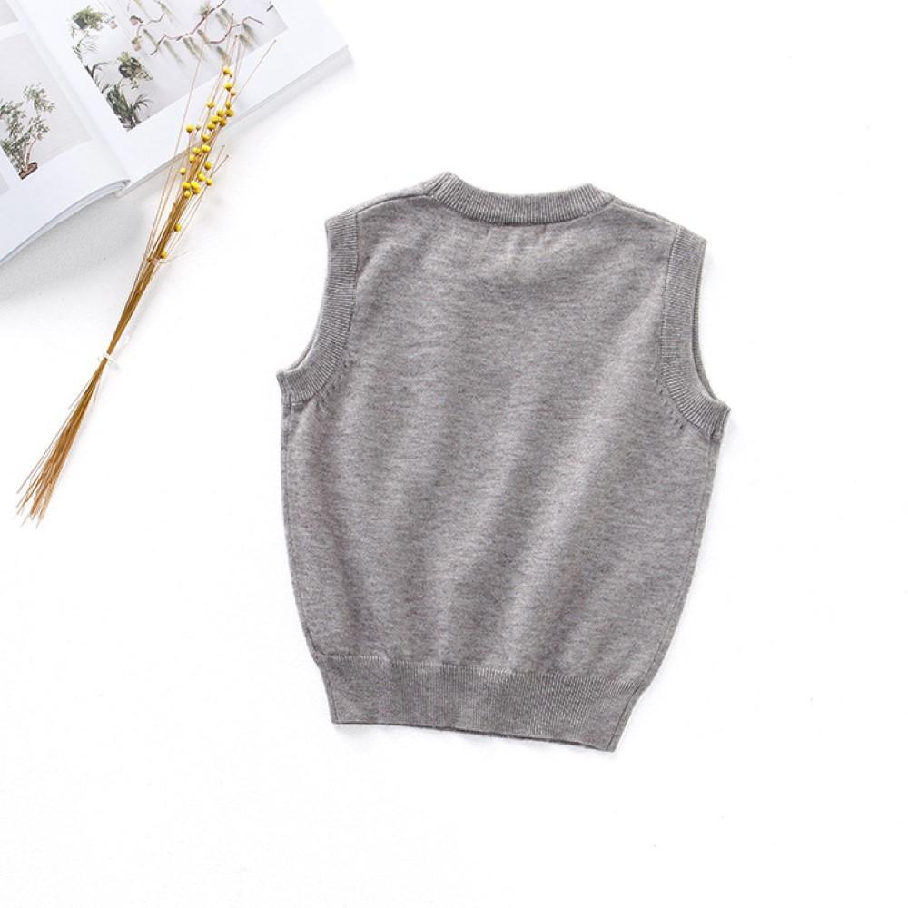 Boys Smile Pattern Sleeveless Knitting Vest Little Boys Wholesale Clothing - PrettyKid