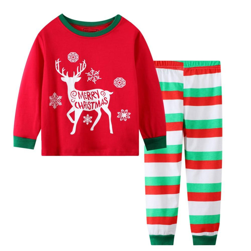 Boys Snowflake Elk Merry Christma Pattern Top & Stripe Pants Boys Casual Suits - PrettyKid