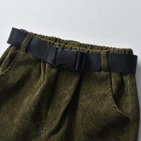 Boys Solid Velvet Belt Elastic Band Design Pant Boys Wholesale - PrettyKid