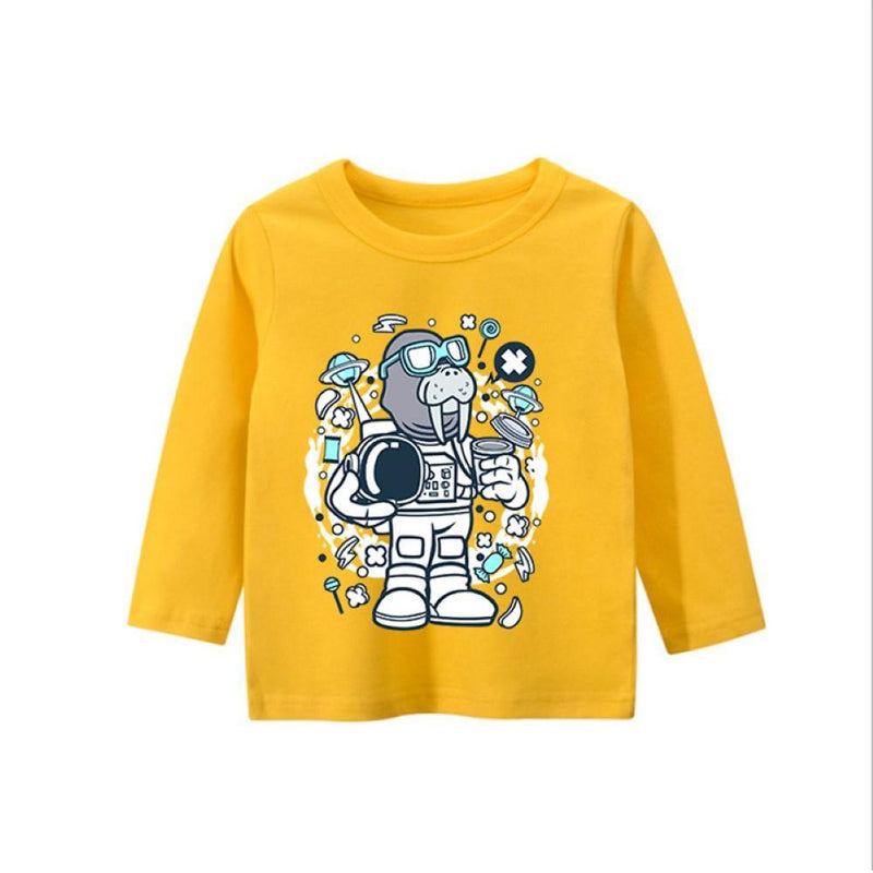 Boys Space Seal Pattern Long Sleeves Shirt Wholesale Boys Clothing - PrettyKid