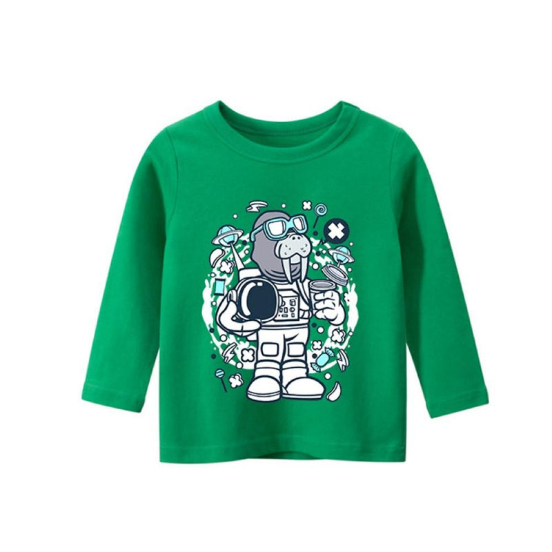 Boys Space Seal Pattern Long Sleeves Shirt Wholesale Boys Clothing - PrettyKid