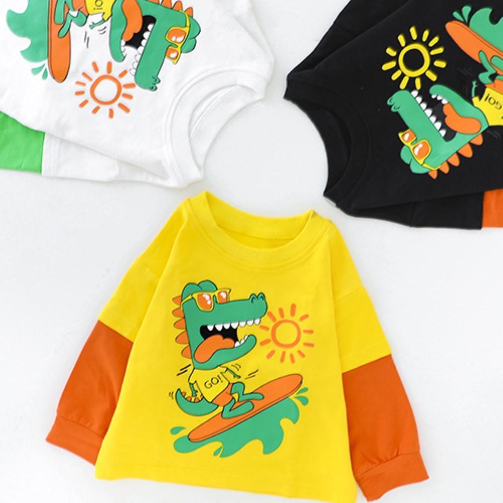 Baby Boy Splicing Cartoon Surfing little Dinosaur Sets Boys Casual Suitoy - PrettyKid