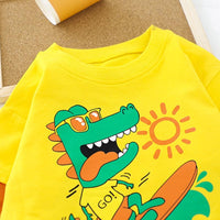 Baby Boy Splicing Cartoon Surfing little Dinosaur Sets Boys Casual Suitoy - PrettyKid