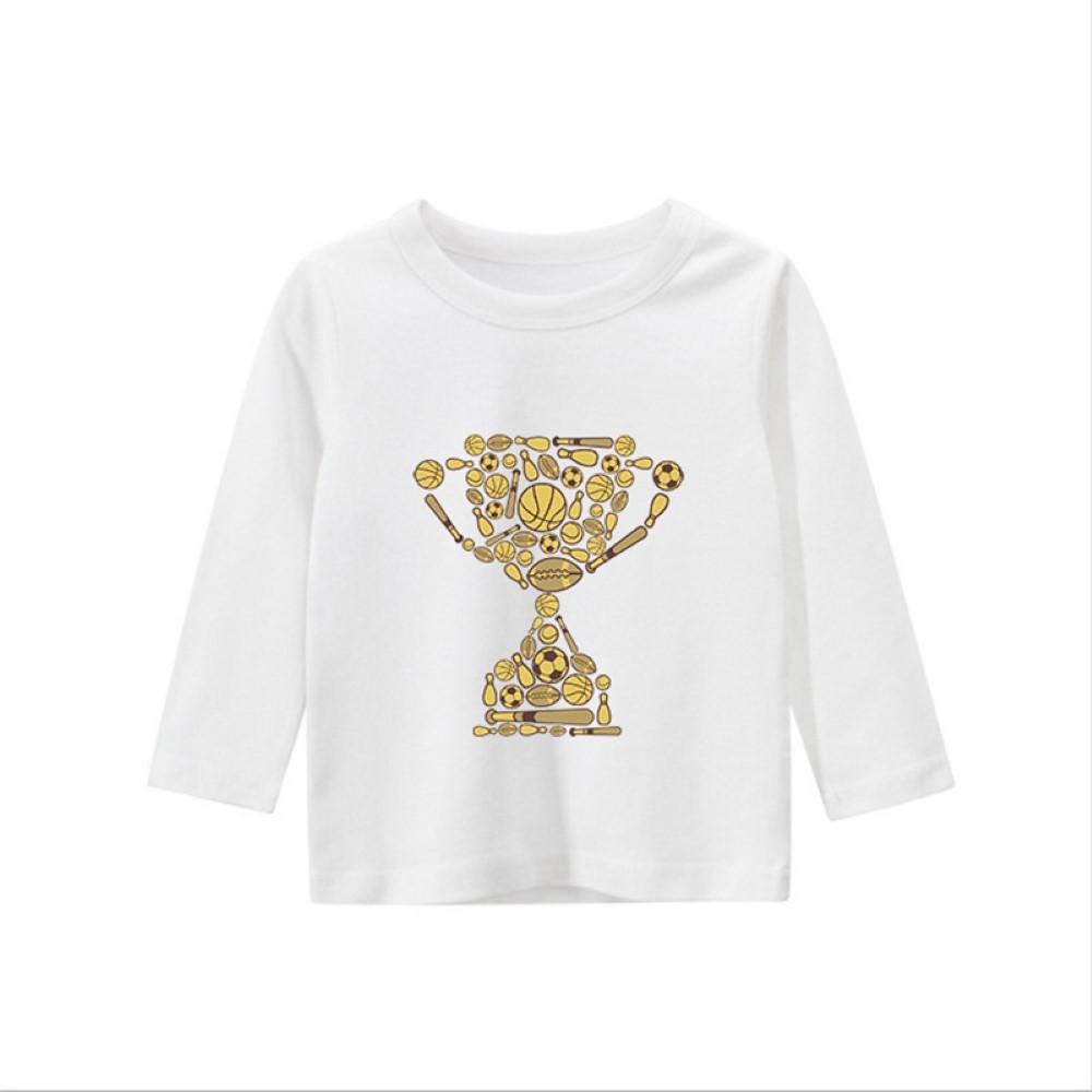Boys Sports Equipment Trophy Pattern Long Sleeves Shirt Boy Boutique Clothing Wholesale - PrettyKid