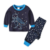 Boys Star Dinosaur Pattern Long Sleeves Pajamas Suits Wholesale Boys Suits - PrettyKid