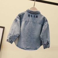 Boys Stitching Stripes Cardigan Cowboy Jacket Boys Wholesale - PrettyKid