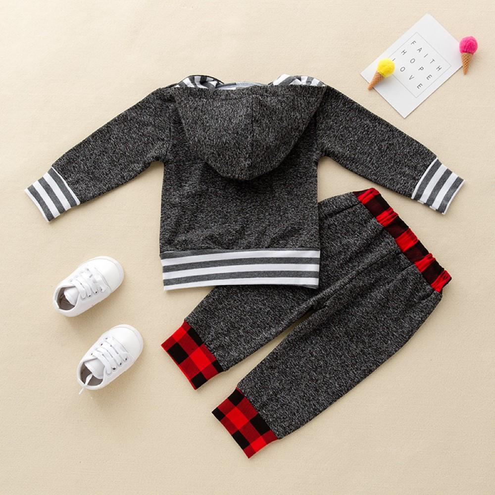 Boys Stripe Hooded Long Sleeve Top & Pant Baby Boys Clothes Wholesale - PrettyKid