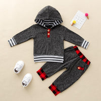 Boys Stripe Hooded Long Sleeve Top & Pant Baby Boys Clothes Wholesale - PrettyKid