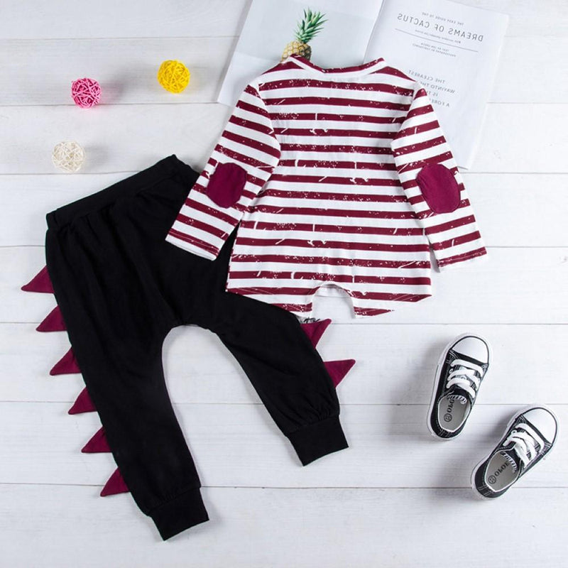 Boys Stripe Tops&Solid Pants Boy Clothing Wholesale - PrettyKid