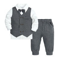 Boys Stripe V-neck Top & Pant British School Boy - PrettyKid