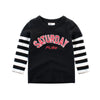 Boys Sunday Play Letter Printed Stripe Long Sleeves Shirt Wholesale Boy Clothes - PrettyKid