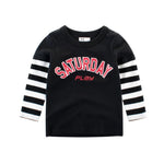 Boys Sunday Play Letter Printed Stripe Long Sleeves Shirt Wholesale Boy Clothes - PrettyKid