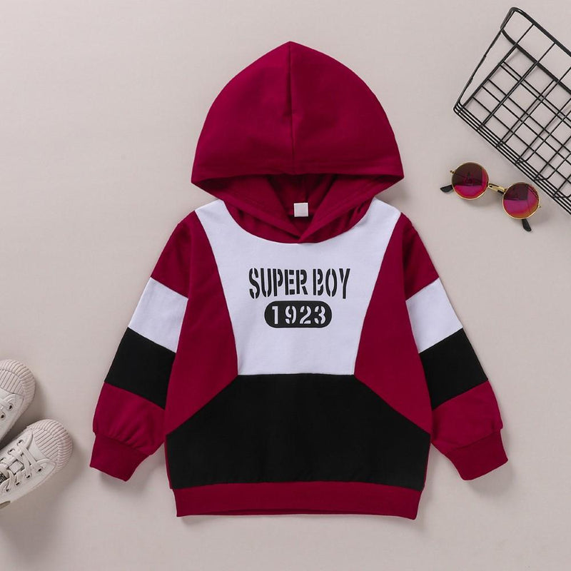 Boys Super Boys Lettere Printed Hooded Long Sleeves Top Wholesale Boy Clothes - PrettyKid