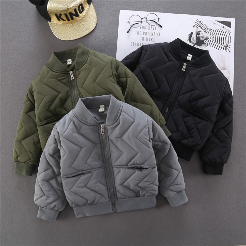 Boys Texture Solid Baseball Jacket Wholesale Boys Clothing - PrettyKid