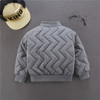 Boys Texture Solid Baseball Jacket Wholesale Boys Clothing - PrettyKid