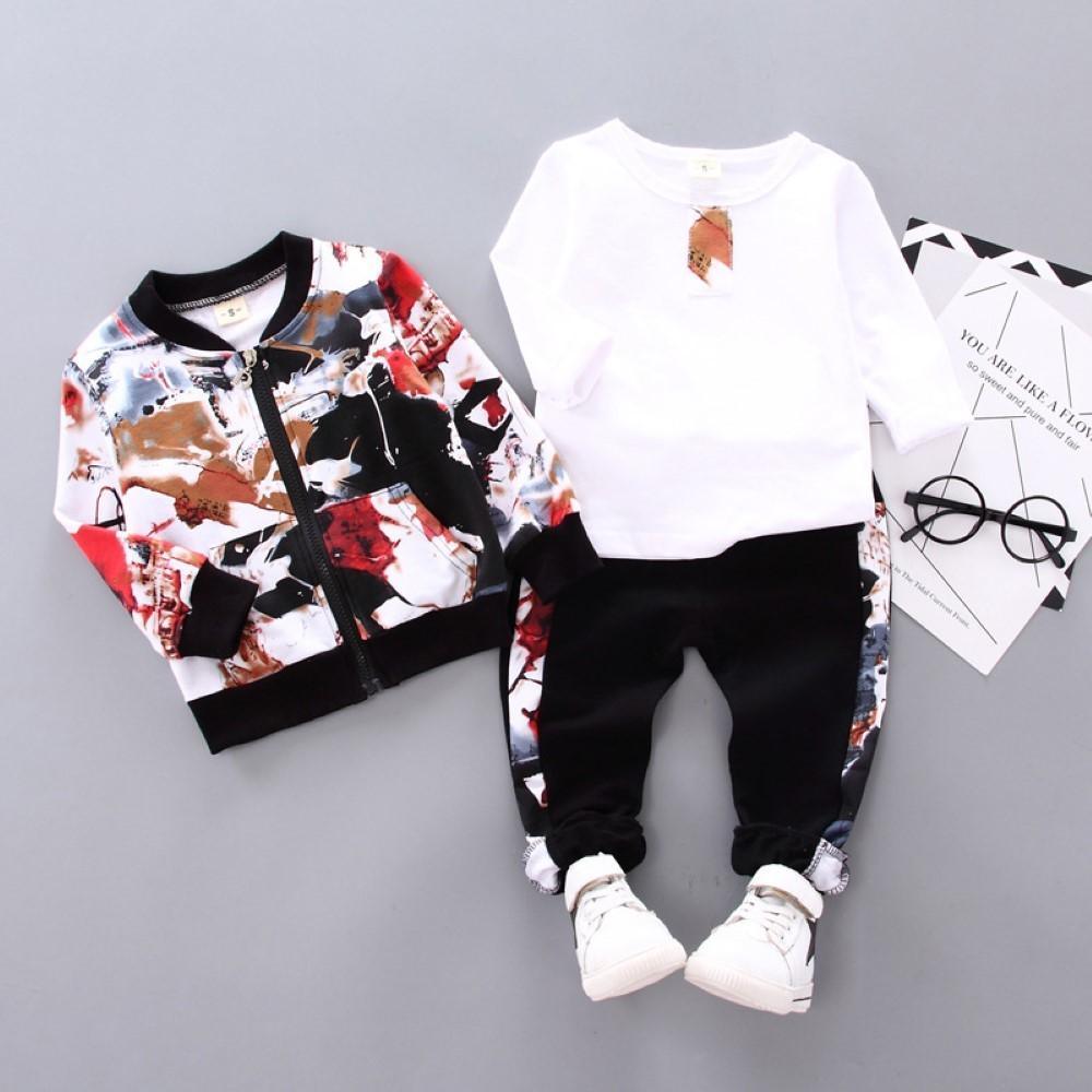 Boys Tie Dye Zipper Jacket Three-piece Suit Wholesale Boys Boutique Clothing - PrettyKid