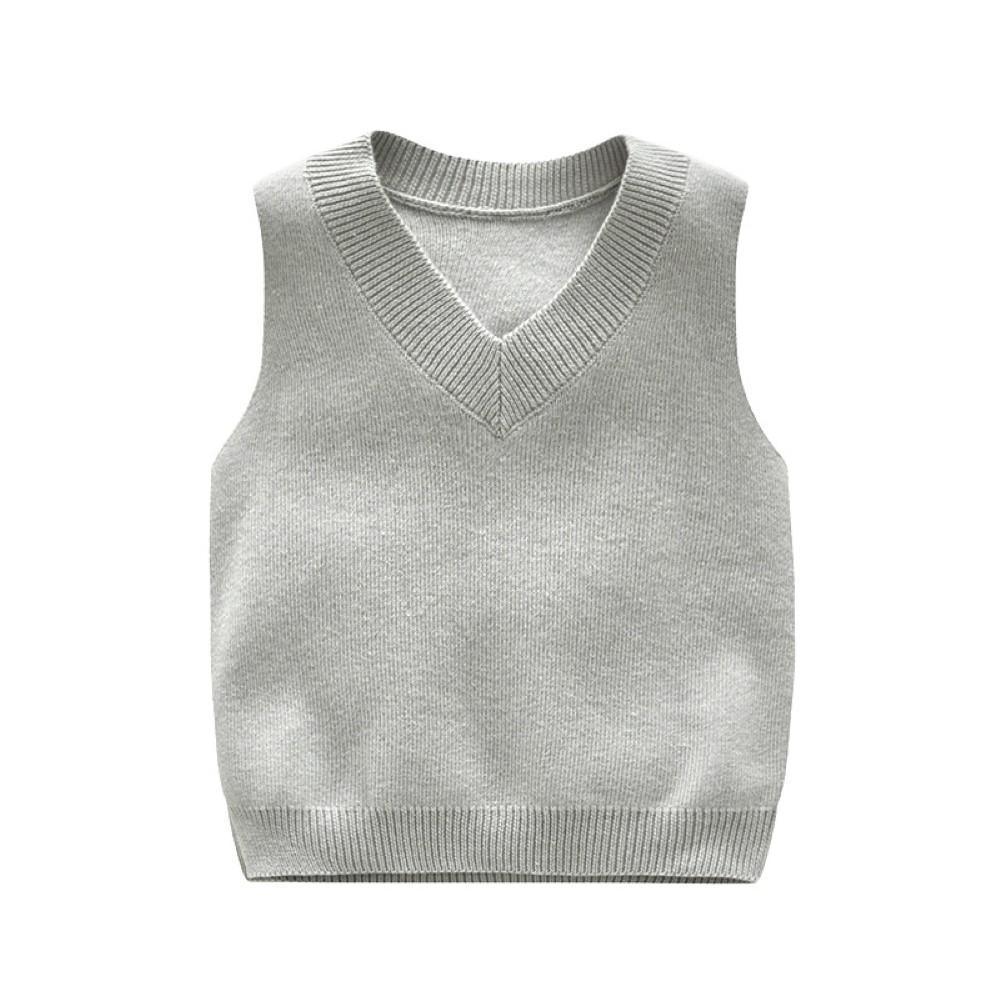 Boys V-Neck Soild Sleeveless Knitting Top Wholesale Boy Clothing - PrettyKid