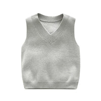 Boys V-Neck Soild Sleeveless Knitting Top Wholesale Boy Clothing - PrettyKid