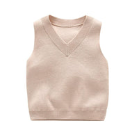 Boys V-Neck Soild Sleeveless Knitting Top Wholesale Boy Clothing - PrettyKid