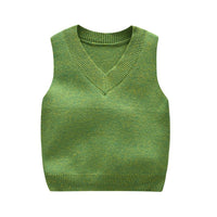 Boys V-Neck Soild Sleeveless Knitting Top Wholesale Boy Clothing - PrettyKid