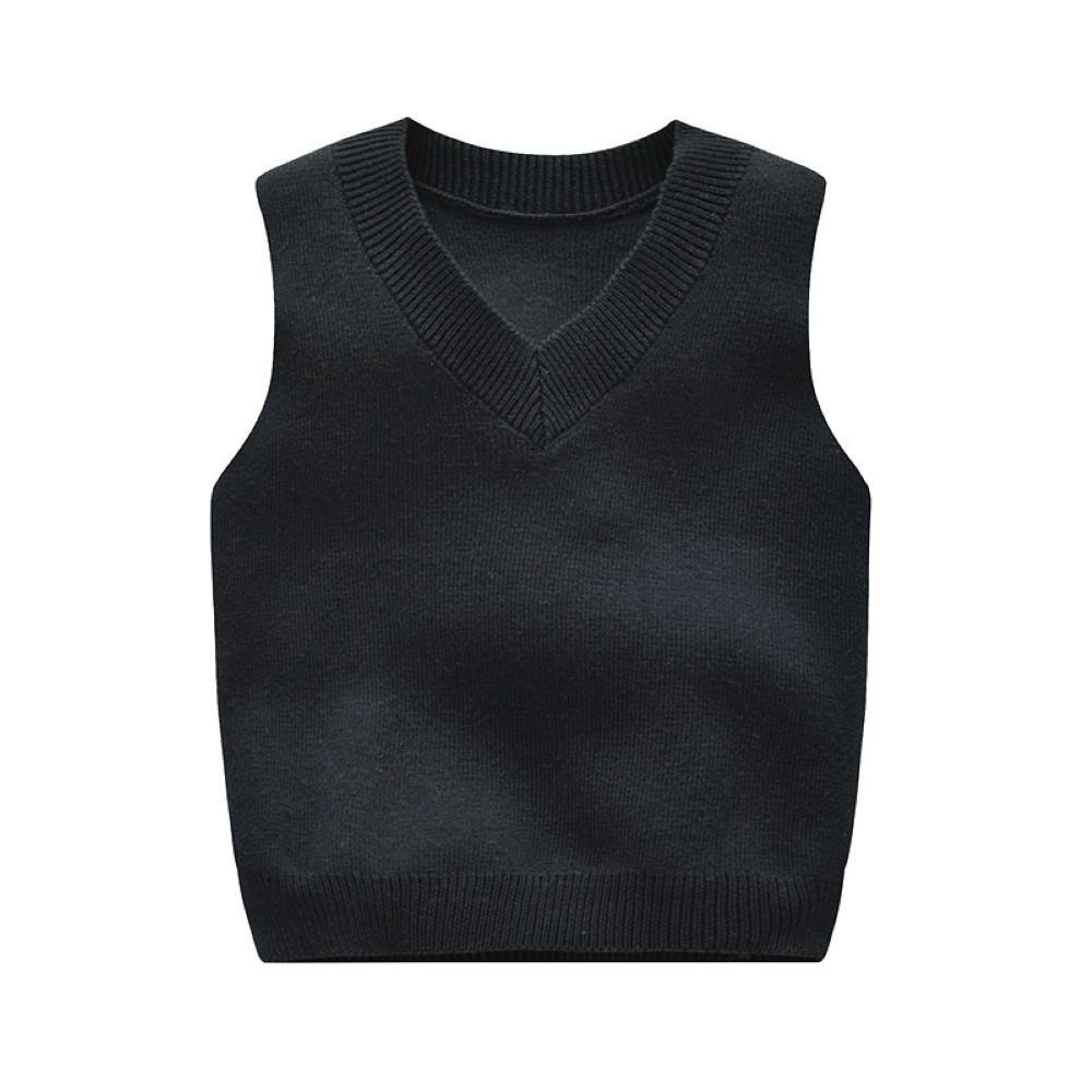 Boys V-Neck Soild Sleeveless Knitting Top Wholesale Boy Clothing - PrettyKid