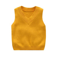 Boys V-Neck Soild Sleeveless Knitting Top Wholesale Boy Clothing - PrettyKid