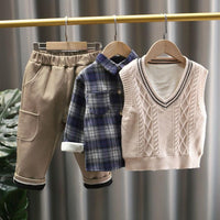 Boys V-Neck Vest Sweater Top & Pants Wholesale Boys Boutique Clothing - PrettyKid