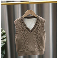 Boys V-Neck Vest Sweater Top & Pants Wholesale Boys Boutique Clothing - PrettyKid