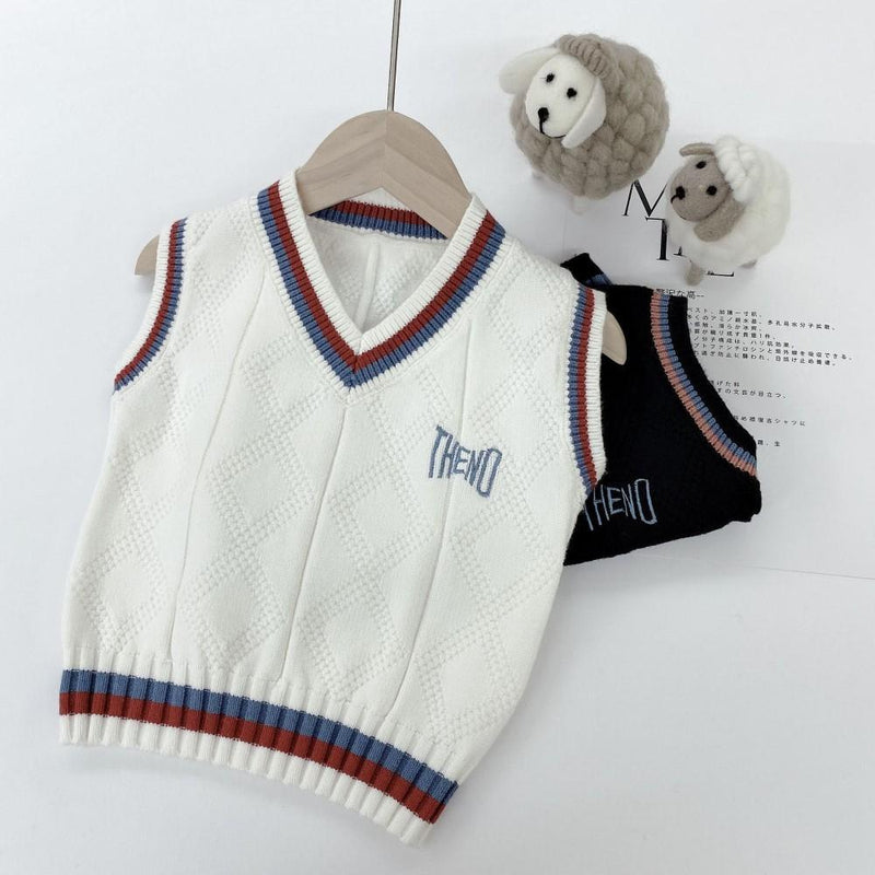 Boys V-neck Sleeveless Knitting Sweater Boy Clothes Wholesale - PrettyKid