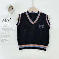 Boys V-neck Sleeveless Knitting Sweater Boy Clothes Wholesale - PrettyKid