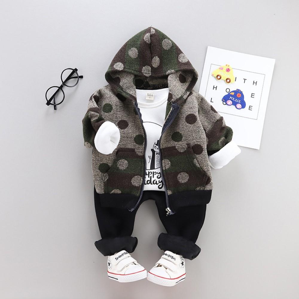 Boys Wave Point & Cartoon Animal Pattern Suits Wholesale Boys Boutique Clothing - PrettyKid