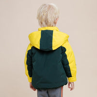 Boys Yes Letter Pattern Splicing Color Hooded Down Jacket Boys Clothes Wholesale - PrettyKid