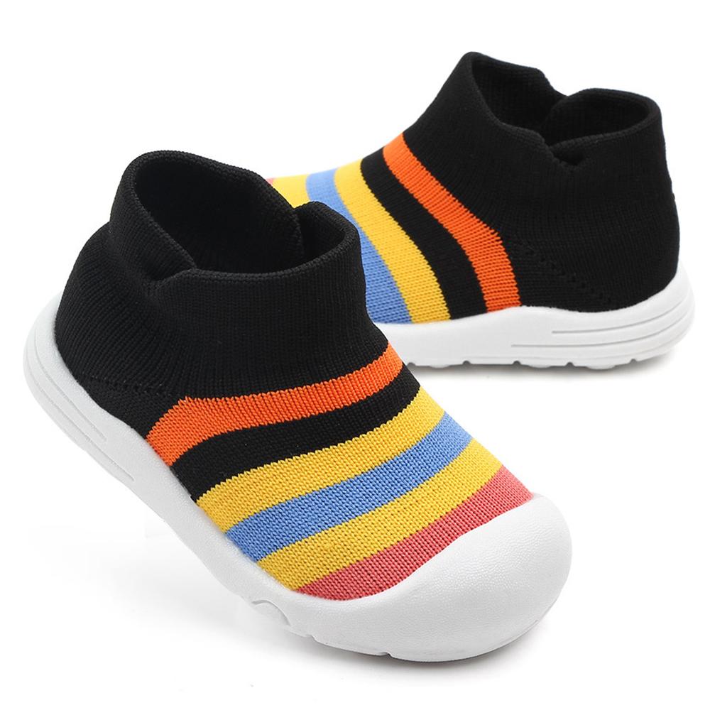 Baby Breathable Non-slip Striped Toddler Sneakers - PrettyKid