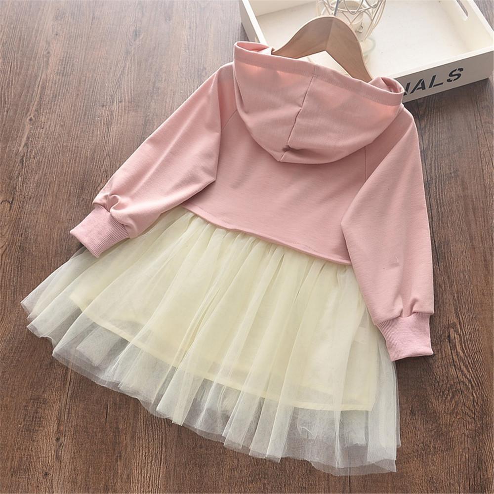 Girls Bunny Long-sleeve Hooded Tulle Dress - PrettyKid