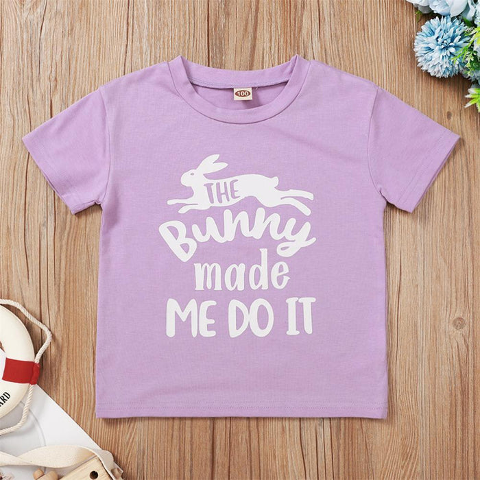 Girls Bunny Made Me Do It Printed Short Sleeve Top Baby Girl Boutique clothes Wholesale - PrettyKid