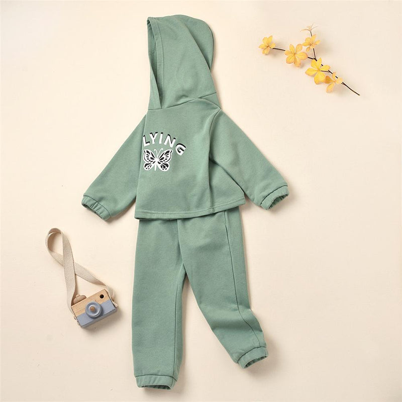Girls Butterfly Flying Long Sleeve Hooded Top & Pants Baby Girl Boutique Clothing Wholesale - PrettyKid