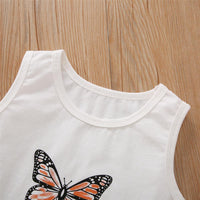 Girls Butterfly Printed Sleeveless Top & Floral Skirt Child Apparel Wholesale - PrettyKid