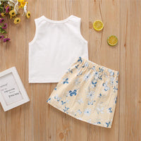 Girls Butterfly Printed Sleeveless Top & Floral Skirt Child Apparel Wholesale - PrettyKid