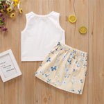 Girls Butterfly Printed Sleeveless Top & Floral Skirt Child Apparel Wholesale - PrettyKid