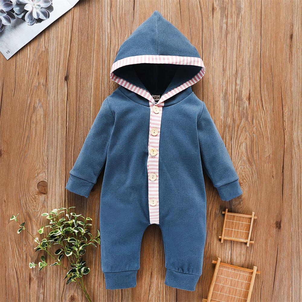 Baby Unisex Button Cardigan Hooded Long Sleeve Romper Wholesale Clothing Baby - PrettyKid