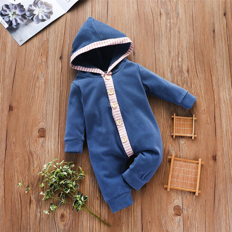 Baby Unisex Button Cardigan Hooded Long Sleeve Romper Wholesale Clothing Baby - PrettyKid