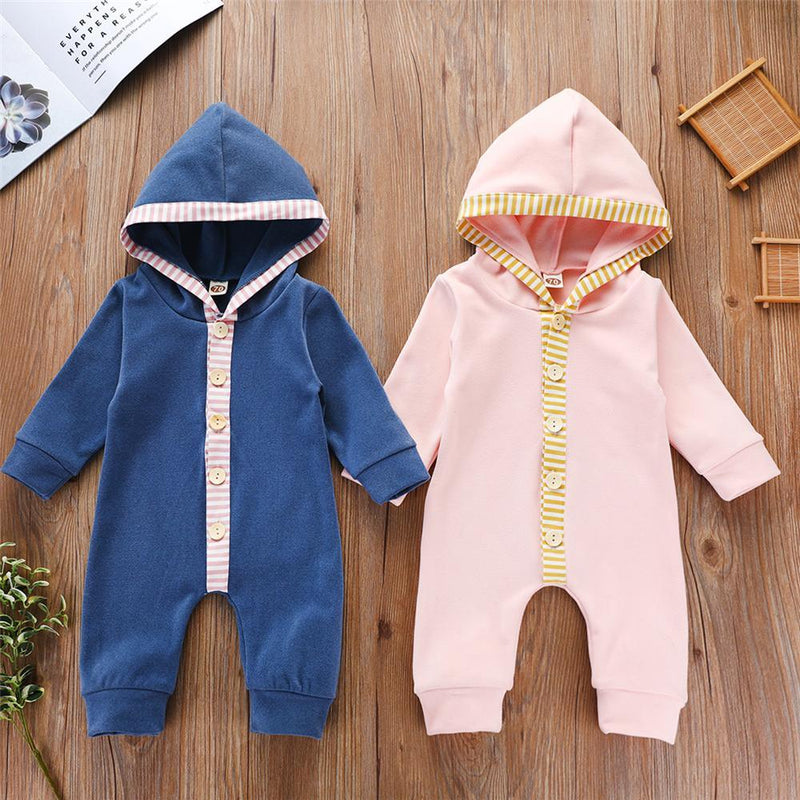 Baby Unisex Button Cardigan Hooded Long Sleeve Romper Wholesale Clothing Baby - PrettyKid