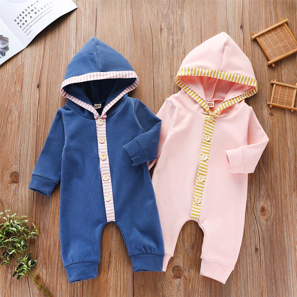 Baby Unisex Button Cardigan Hooded Long Sleeve Romper Wholesale Clothing Baby - PrettyKid