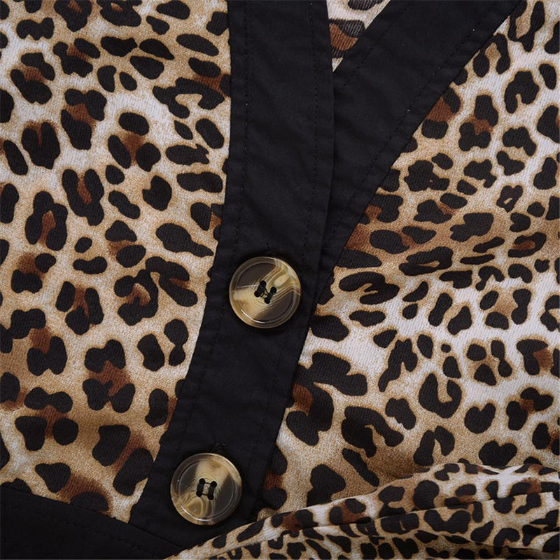 Girls Button Cardigan Leopard Long Sleeve Top & Trousers Girls Wholesale - PrettyKid