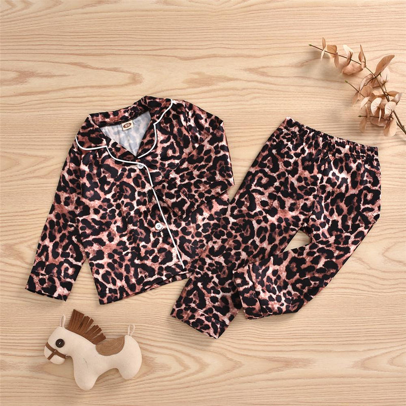 Toddler Girls Button Cardigan Leopard Top & Pants Wholesale Girl Clothing - PrettyKid