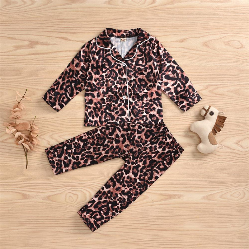 Toddler Girls Button Cardigan Leopard Top & Pants Wholesale Girl Clothing - PrettyKid