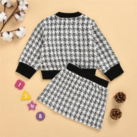 Toddler Girls Button Cardigan Plaid Long Sleeve Coat & Skirt Girl Wholesale - PrettyKid