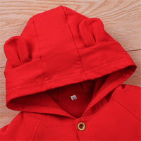 Girls Button Cardigan Solid Color Long Sleeve Hooded Coat Kids Wholesale Clothing - PrettyKid