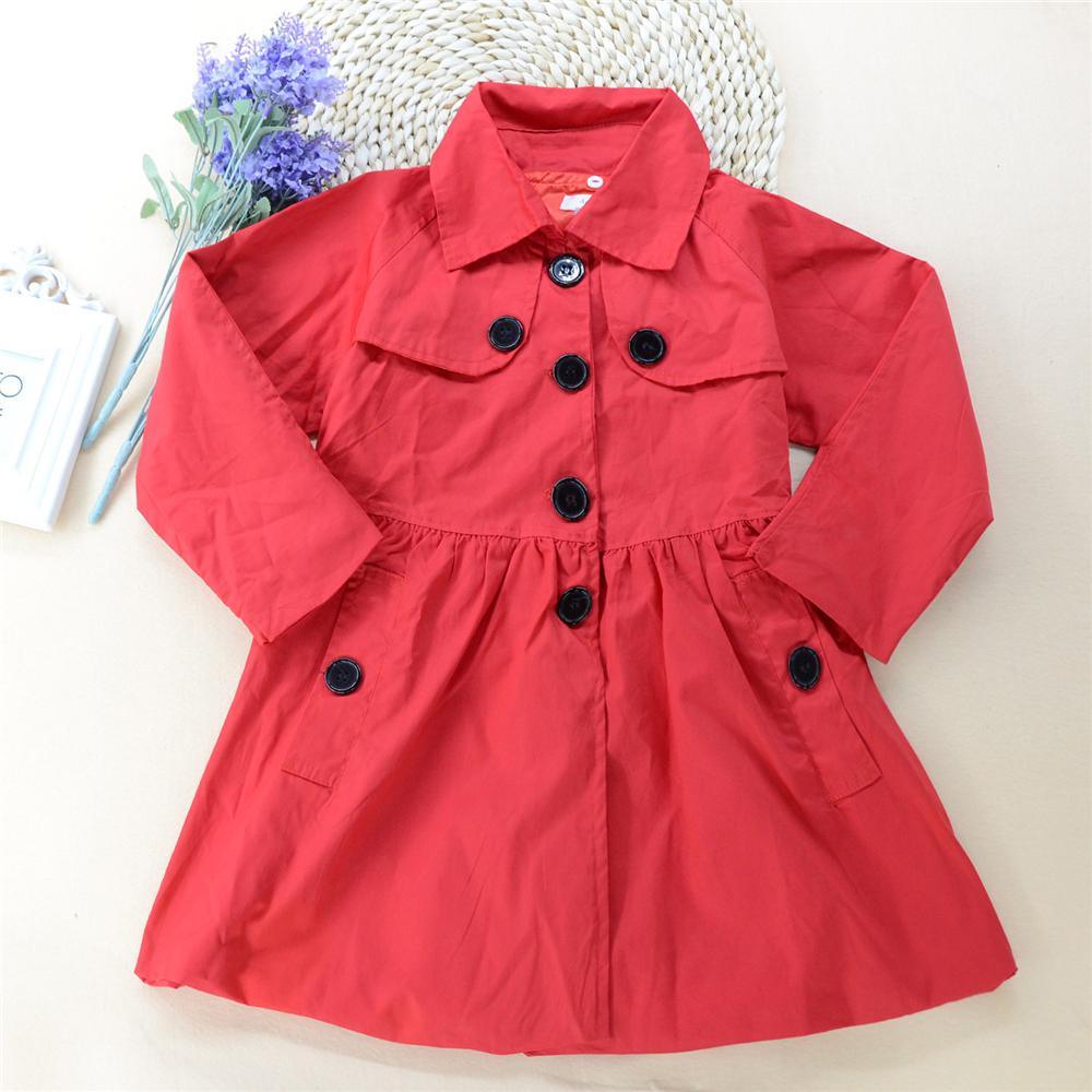 Toddler Girls Button Hooded Long Sleeve Coat Wholesale Clothing For Girls - PrettyKid