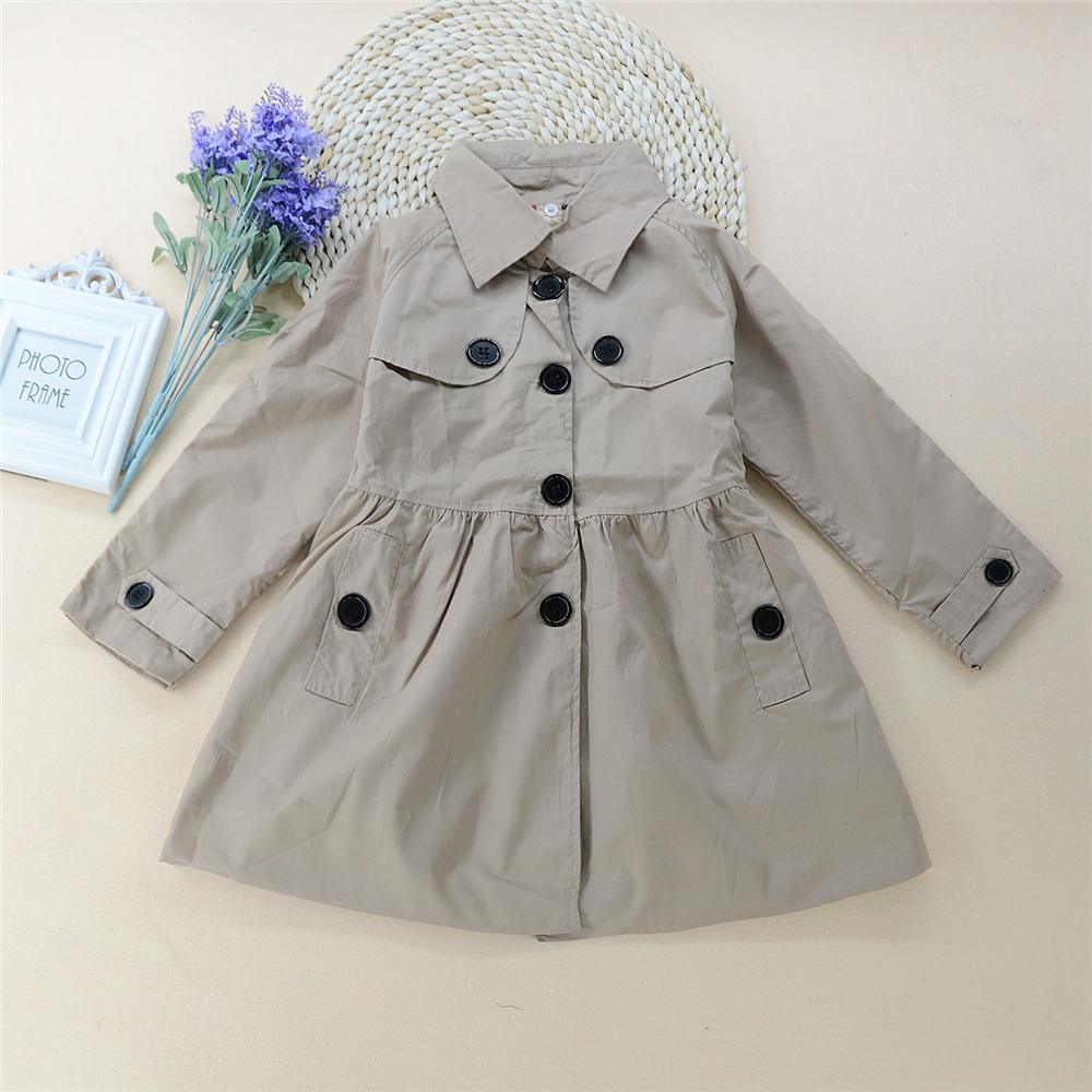 Toddler Girls Button Hooded Long Sleeve Coat Wholesale Clothing For Girls - PrettyKid